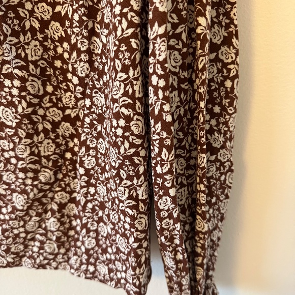 Reformation Amira Brown and White Floral Blouse | Size XS - Picture 5 of 11